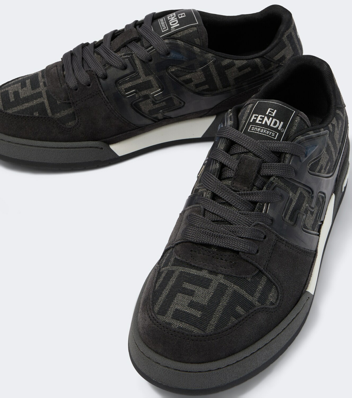 Fendi Fendi Match FF Zucca suede-trimmed sneakers