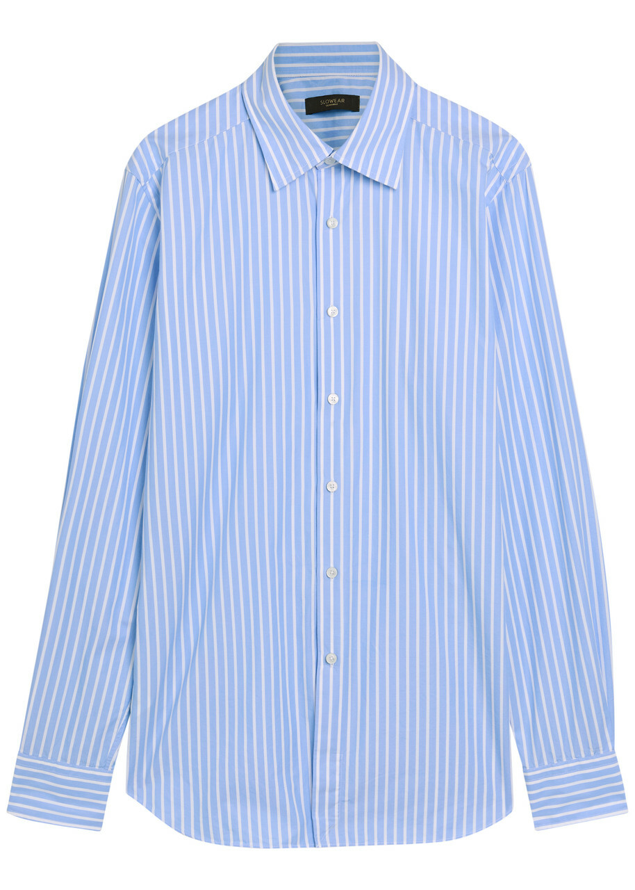 Slowear Striped Cotton-poplin Shirt Blue