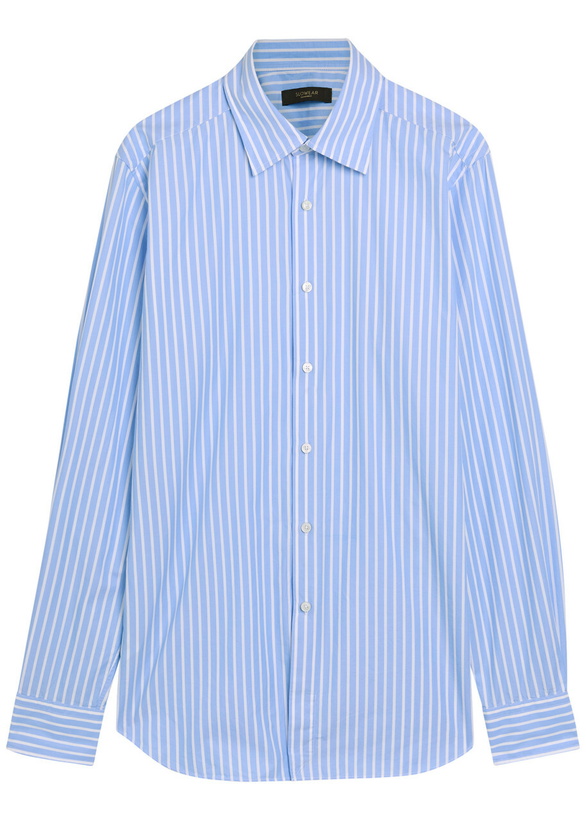 Photo: Slowear Striped Cotton-poplin Shirt Blue