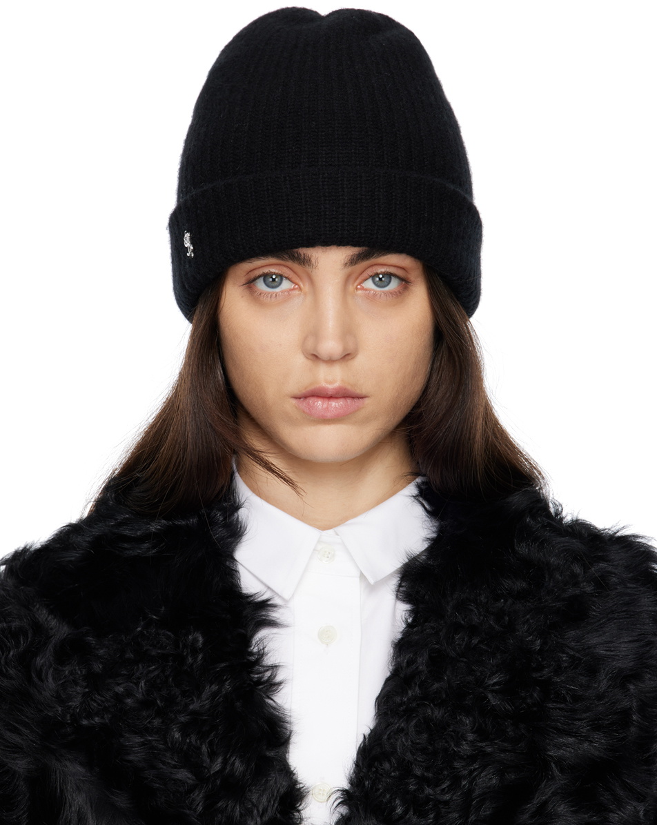 Yves Salomon Black Ribbed Beanie Yves Salomon