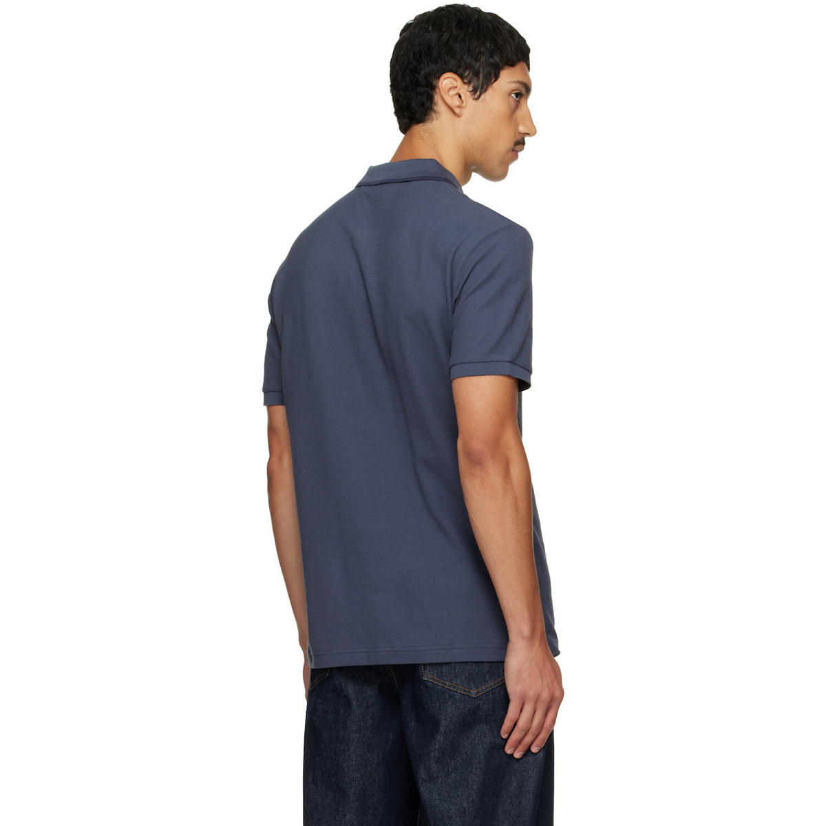 BOSS Navy Regular-Fit Honeycomb-Structured Cotton Pique Polo