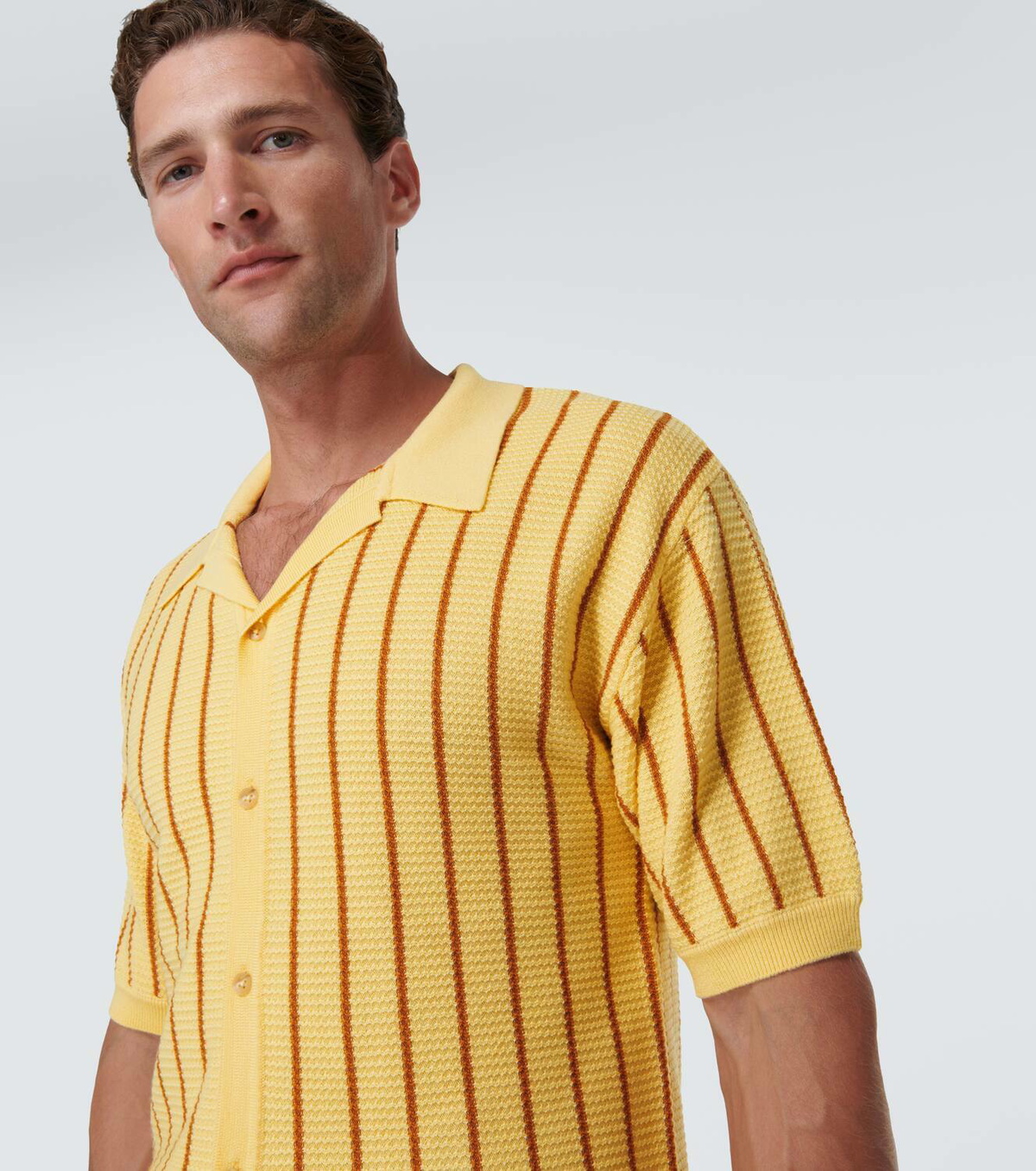 King & Tuckfield Striped wool bowling shirt
