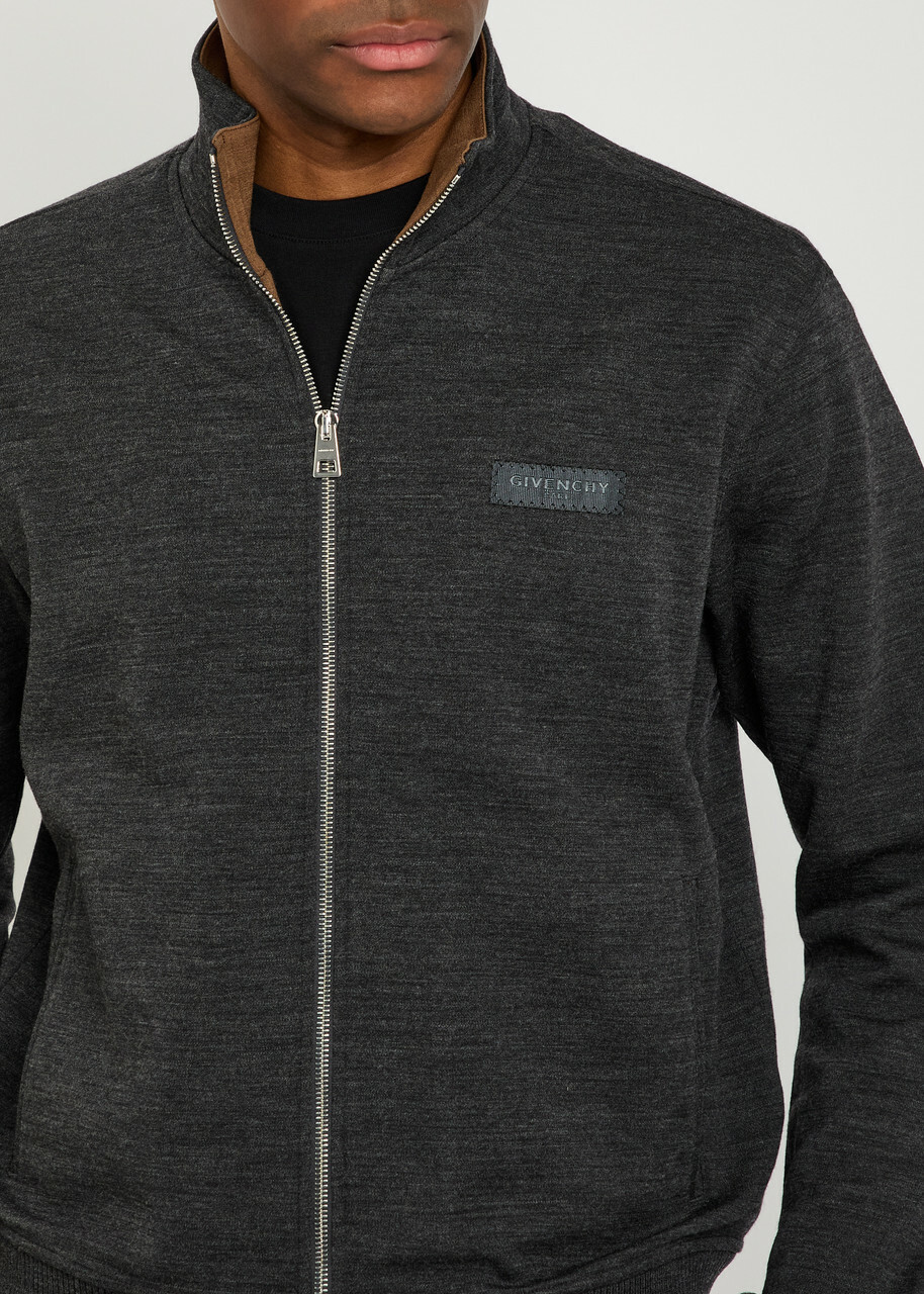 Givenchy Logo-appliquéd Wool-blend Track Sweatshirt Grey