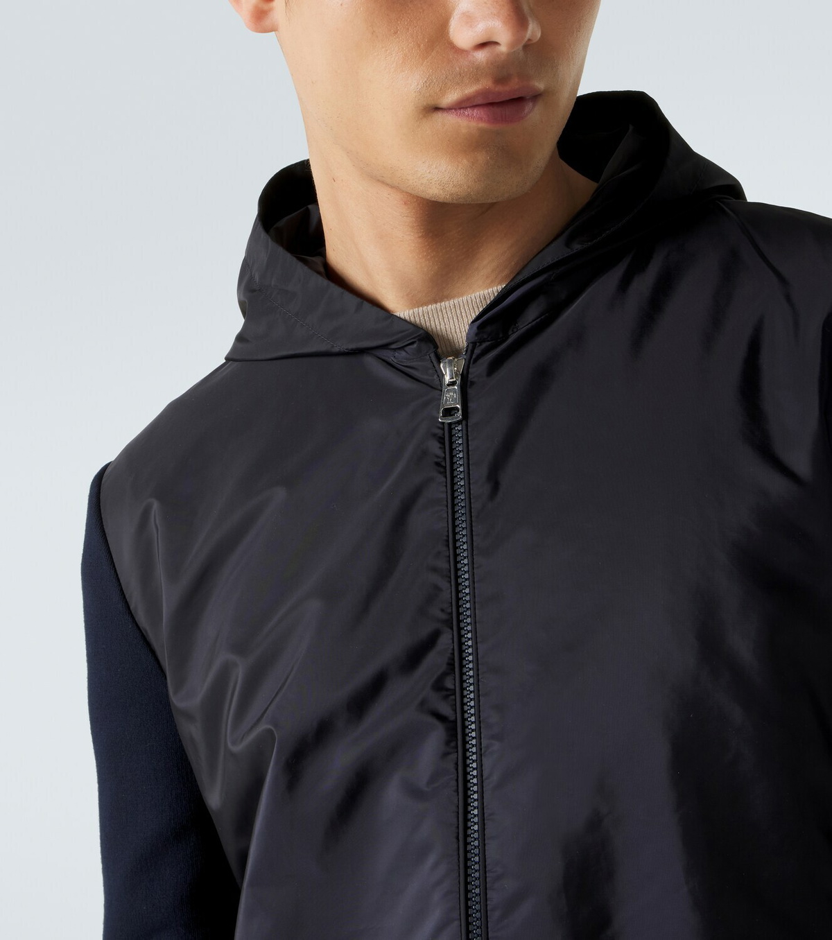 Moncler Tricot hooded cotton-blend jacket