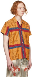 Bode Orange Birdsong Quilt Shirt