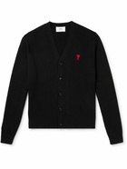 AMI PARIS - Logo-Embroidered Virgin Wool Cardigan - Black