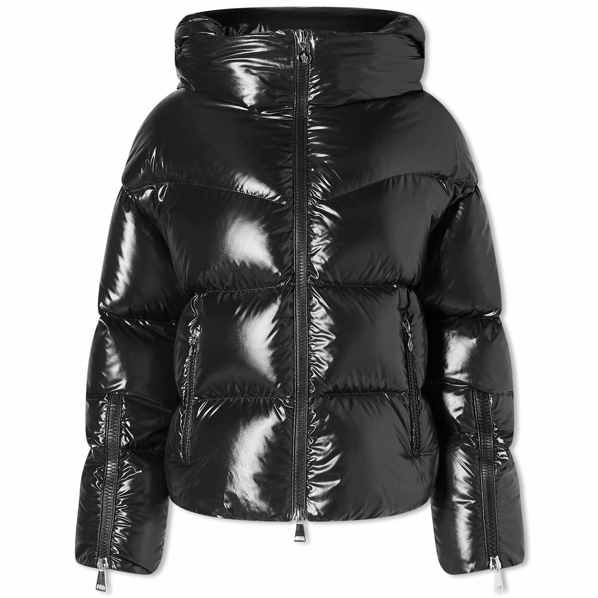 Moncler Women's Huppe Logo Neck Padded Jacket in Black Moncler
