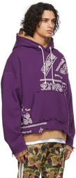 Palm Angels Purple Bandana Print Hoodie