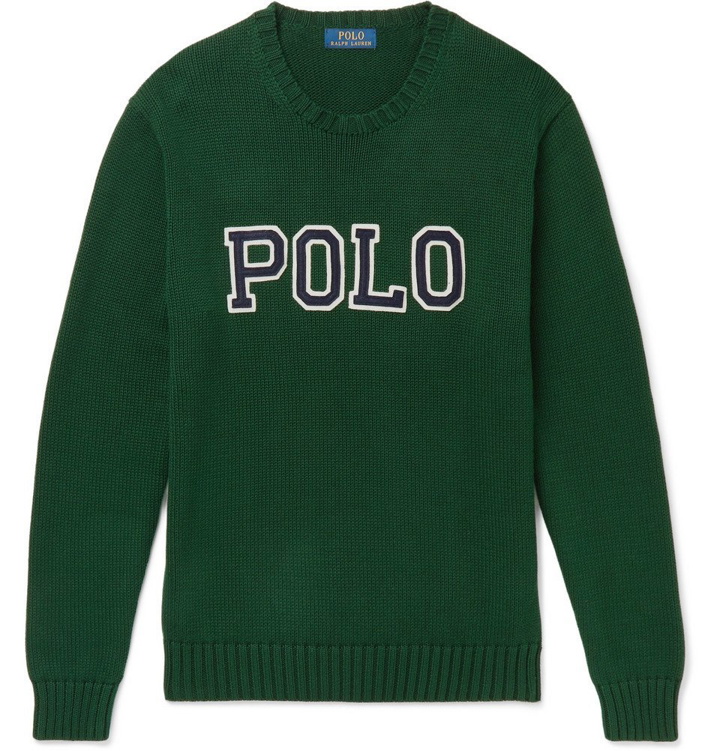 Photo: Polo Ralph Lauren - Logo-Appliquéd Cotton Sweater - Green