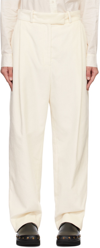 Photo: TOTEME Off-White Deep Pleat Trousers