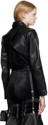 Noir Kei Ninomiya Black Cropped Leather Jacket