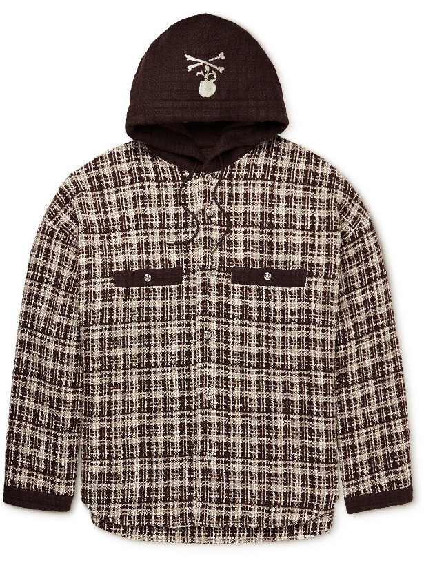 Photo: Mastermind World - Oversized Checked Cotton, Cashmere and Wool-Blend Tweed Shirt - Brown