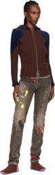 Kiko Kostadinov Brown & Blue Quimby Fitted Hoodie