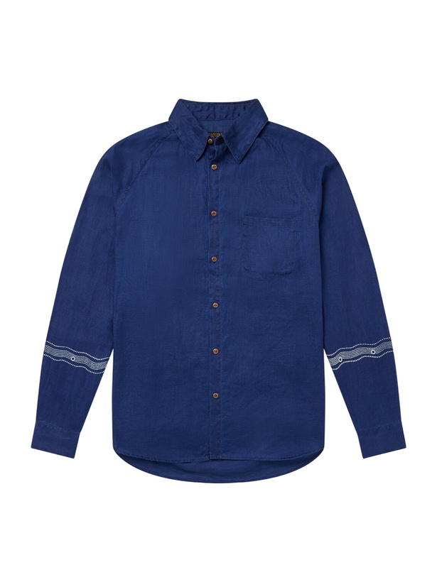 Photo: KAPITAL - Printed Linen Shirt - Blue