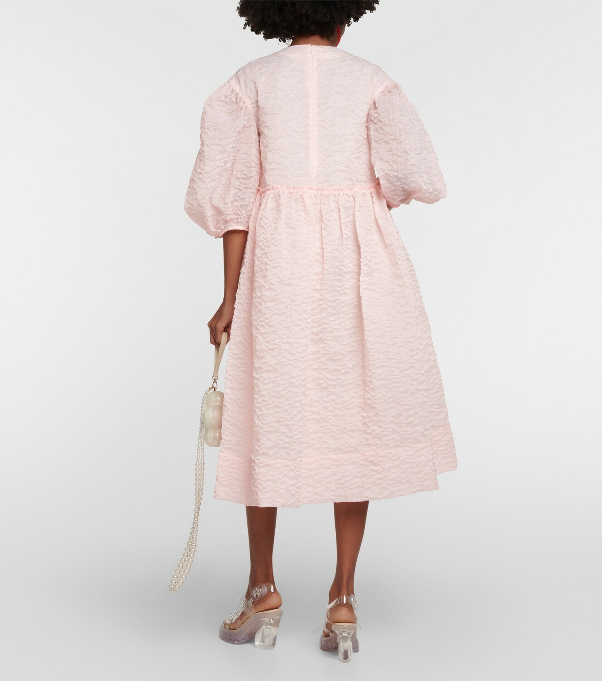 Simone Rocha Smocked satin midi dress Simone Rocha