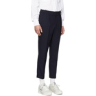 AMI Alexandre Mattiussi Navy Wool Pleated Carrot Fit Trousers