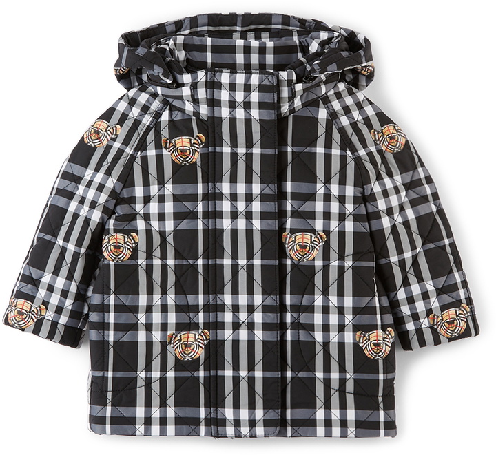 Photo: Burberry Baby Black & White Check Thomas Bear Print Jacket