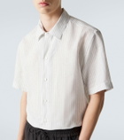 Brioni Striped linen bowling shirt