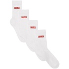 Hugo Two-Pack White Ribbed Reverse Logo Socks