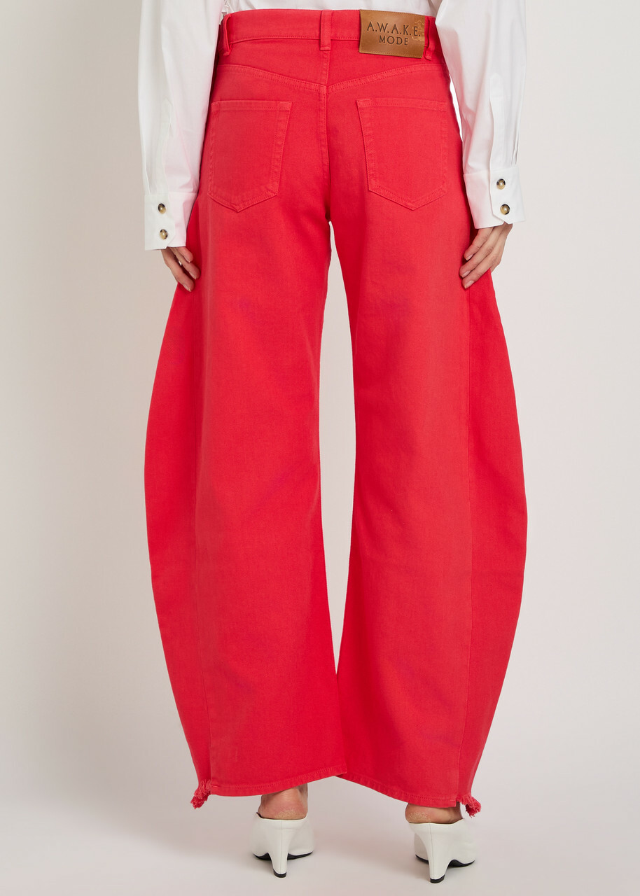 A.W.A.K.E Mode Mirrored Effect Barrel-leg Denim Jeans Red