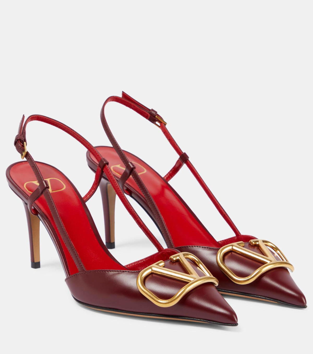 【関税＆送料込み】Valentino Garavani Vlogo Leather Slingba VALENTINO GARAVANI VLOGO 60 embellished leather slingback