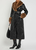 Stand Studio Estella Faux Fur-trimmed Faux Leather Coat Black