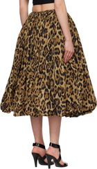 ALAÏA Brown Taffeta A-Line Midi Skirt