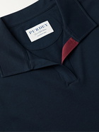 PURDEY - Riviera Cutaway-Collar Cotton-Piqué Polo Shirt - Blue