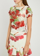 House OF Sunny The Cherry Printed Stretch-mesh top White
