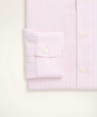 Brooks Brothers Men's Stretch Milano Slim-Fit Dress Shirt, Non-Iron Royal Oxford Ainsley Collar Stripe | Pink