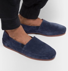 Mulo - Shearling-Lined Suede Slippers - Navy