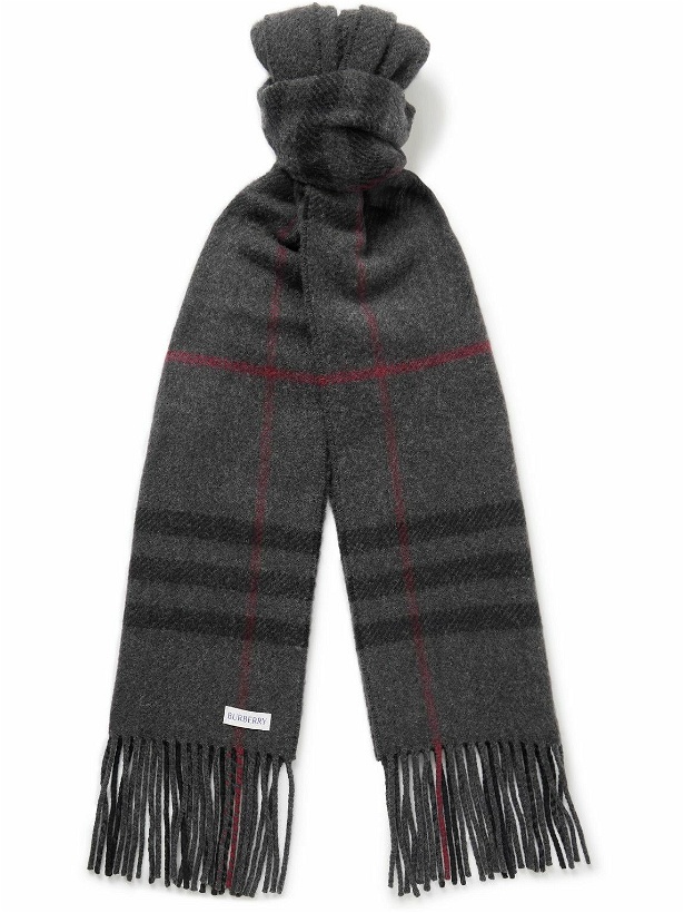 Photo: Burberry - Fringed Checked Wool and Cashmere-Blend Scarf