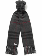 Burberry - Fringed Checked Wool and Cashmere-Blend Scarf