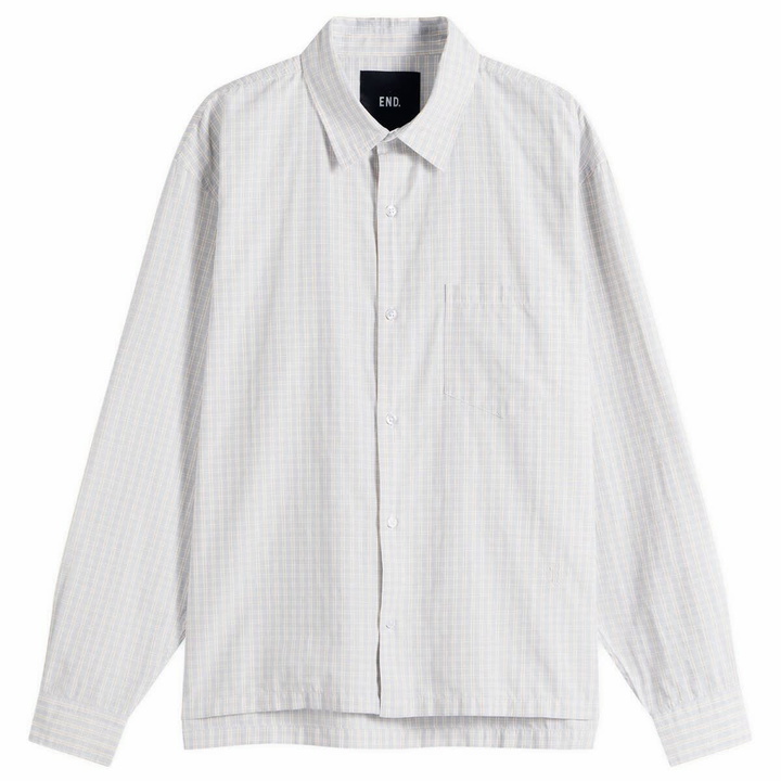 Photo: END. Men's Fairways Long Sleeve Shirt in Ice Grey Check