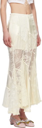 Yuhan Wang White Lace Patched Mermaid Midi Skirt