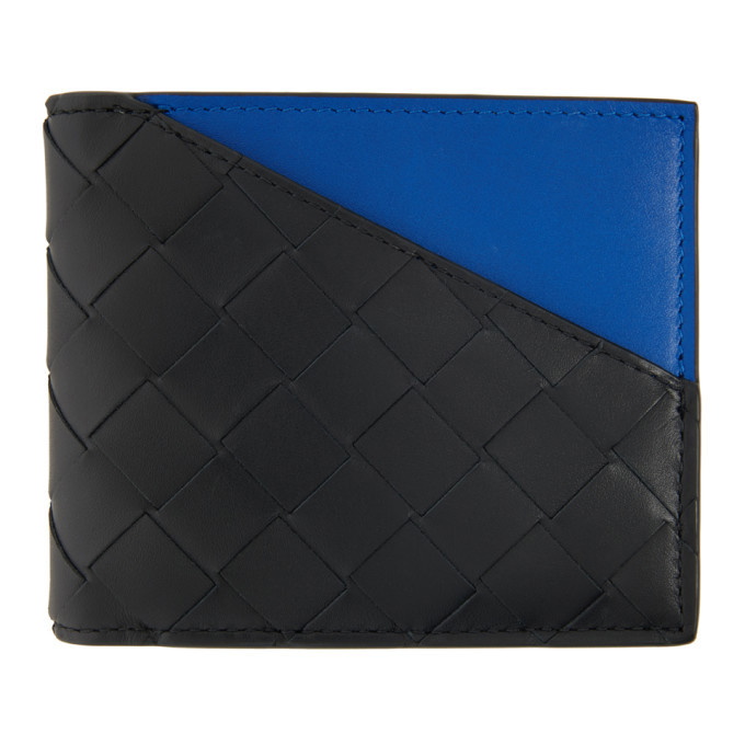 Photo: Bottega Veneta Black and Blue Bifold Wallet