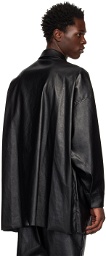 N.Hoolywood Black Half Coat Faux-Leather Jacket