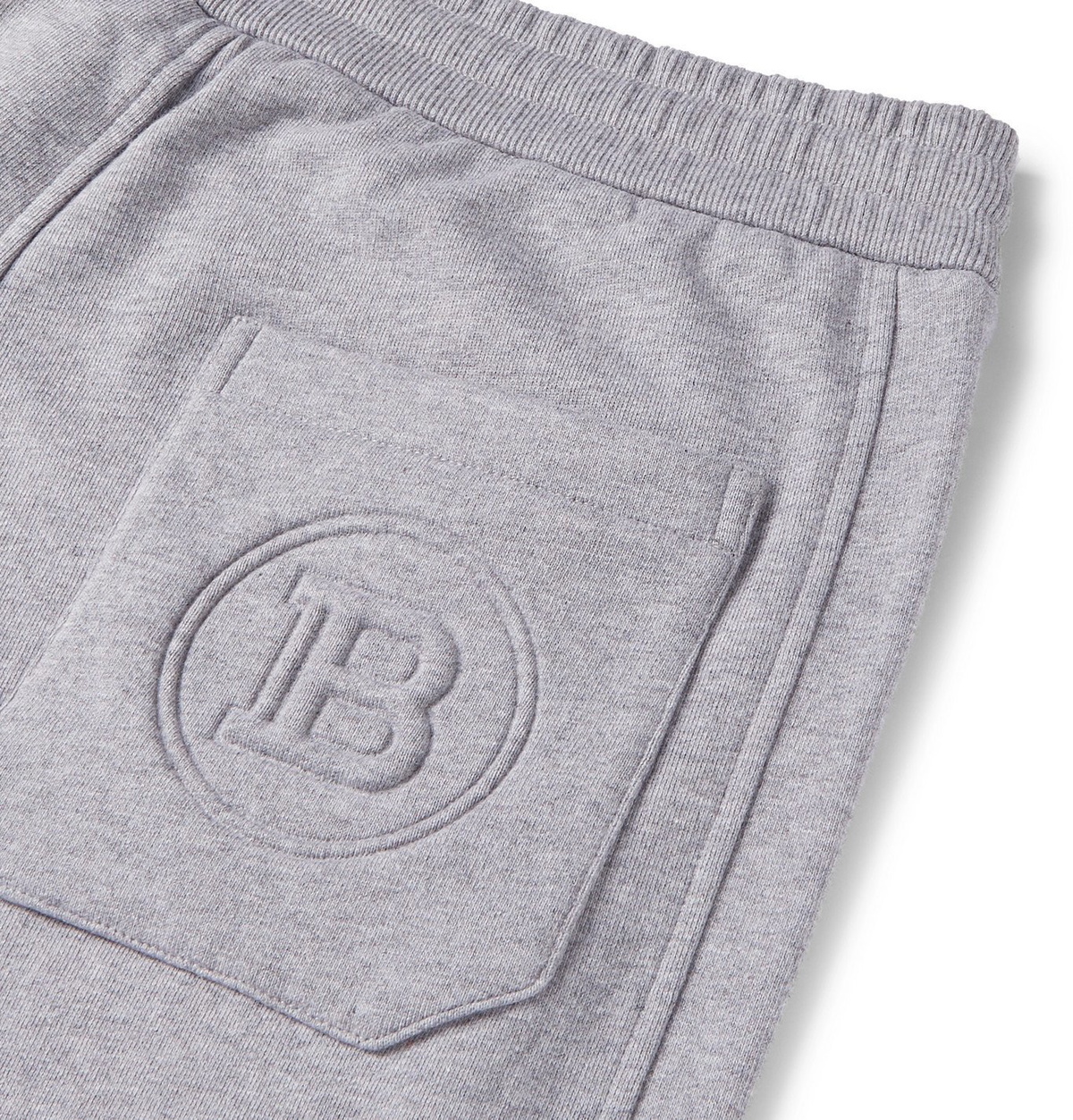 BALMAIN - Slim-Fit Logo-Embossed Cotton-Jersey Sweatpants - Gray Balmain