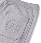 BALMAIN - Slim-Fit Logo-Embossed Cotton-Jersey Sweatpants - Gray