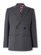 Etro - Double-Breasted Logo-Embroidered Wool-Blend Jacquard Suit Jacket - Multi