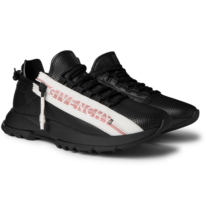 Photo: GIVENCHY - Spectre Perforated Leather Sneakers - Black