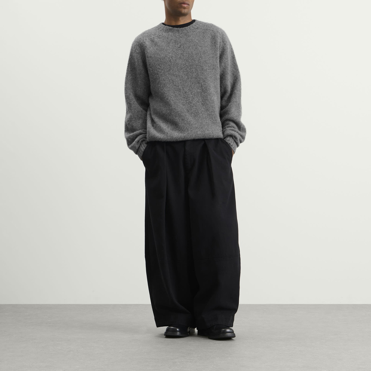 YMC Men's Suedehead Crew Knit in Grey
