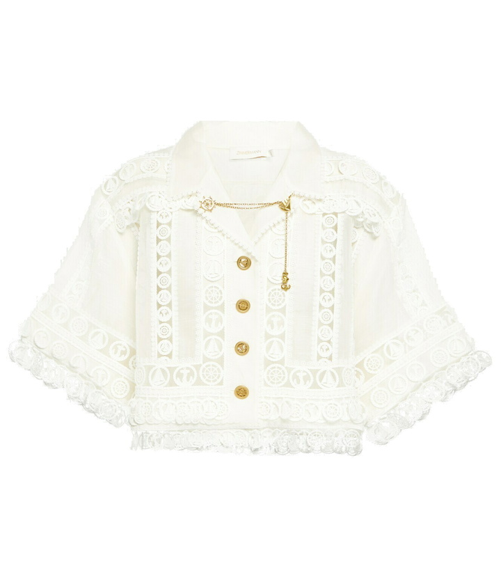 Photo: Zimmermann - High Tide lace-trimmed cropped shirt