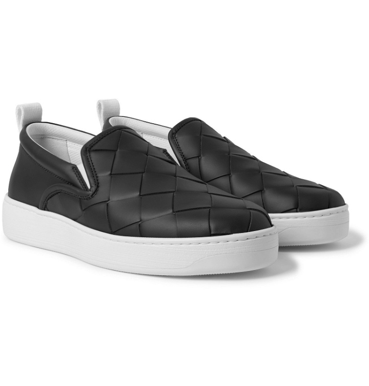 Photo: Bottega Veneta - Dodger Intrecciato Leather Slip-On Sneakers - Gray