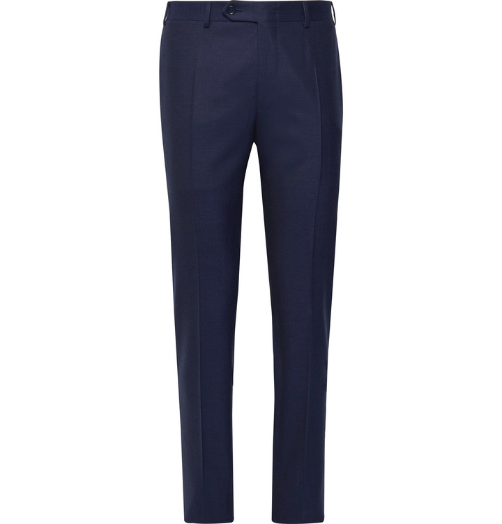 Photo: Canali - Navy Slim-Fit Wool-Twill Suit Trousers - Blue