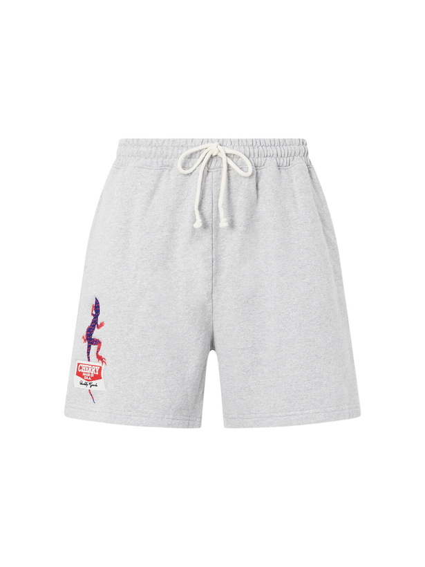 Photo: Cherry Los Angeles - Logo-Embroidered Cotton Shorts - Gray