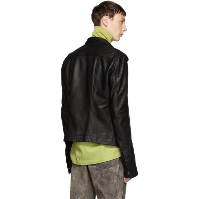 Rick Owens Black Leather Mollino Biker Jacket Rick Owens