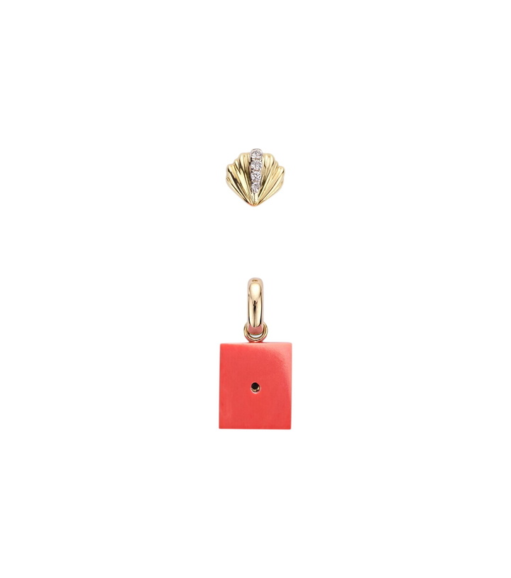 Photo: Yvonne Léon Coquillage and Le Cubo 9kt gold single earring and pendant set with diamonds