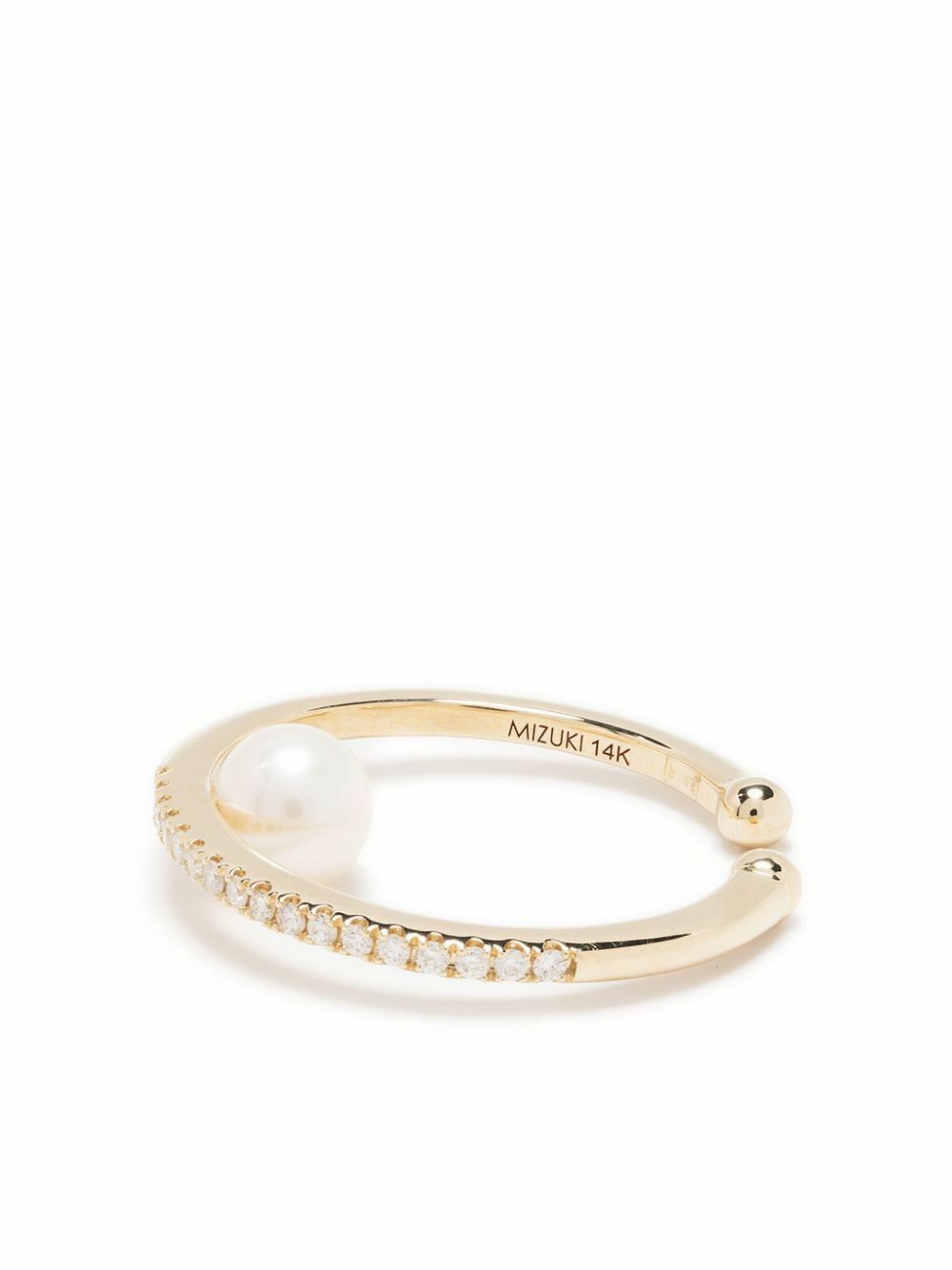 Mizuki 14K Yellow Gold Sea Of Beauty Diamond And Pearl Ear Cuff