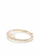 Mizuki 14K Yellow Gold Sea Of Beauty Diamond And Pearl Ear Cuff